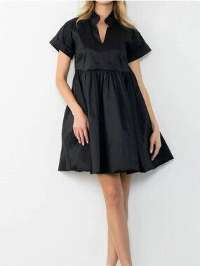 THML Delaney Short Sleeve Iridescent Dress in Black